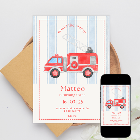 Fire Truck Invite