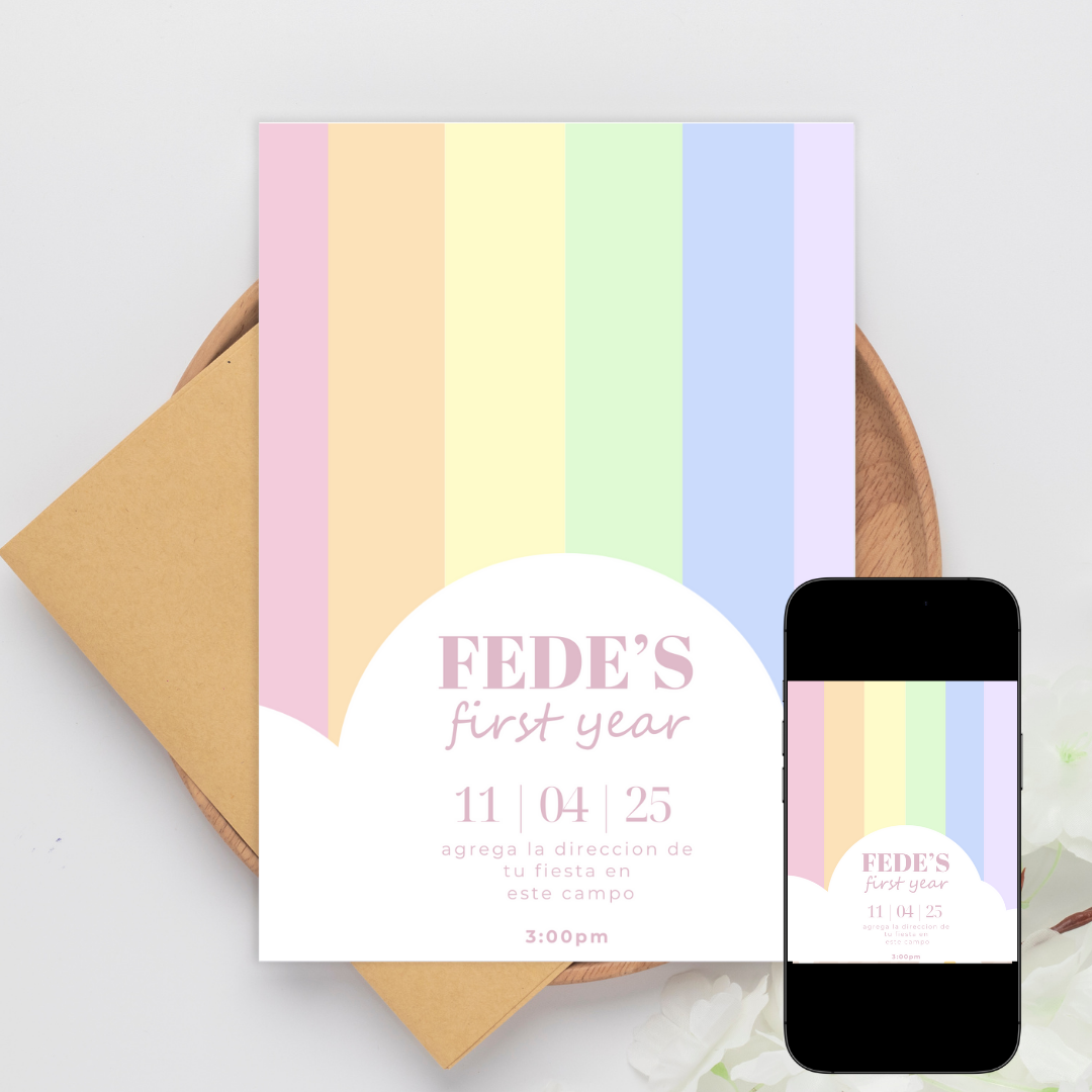 Pastel Rainbow Invite