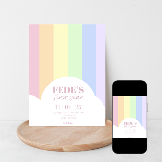 Pastel Rainbow Invite